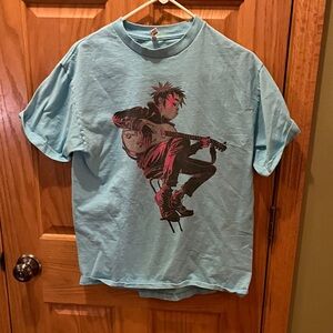 Aqua Graphic Tee with Gorillaz Design